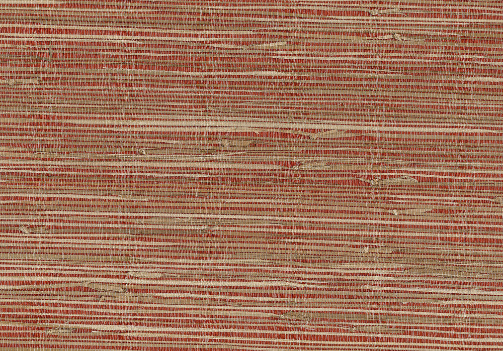 Yan Red Red Grasscloth Wallpaper by Kenneth James Shangri La Covers about 72 square feet 36-in by 24-ft long roll Unpasted 0 - Fabric Carolina -