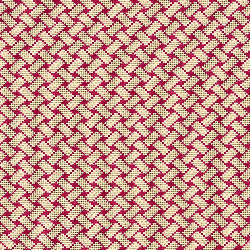 Bristol Weave Carmine 63395 by Schumacher Fabric ESSENTIALS: SMALL-SCALE UPHOLSTERY I VISCOSE 97% NYLON 3% UNITED STATES OF AMERICA WYZENBEEK 30,000 </p><p>Repeat: Horizontal: 7/8" (2CM) and Vertical: 7/8" (2CM) 52 - Fabric Carolina -