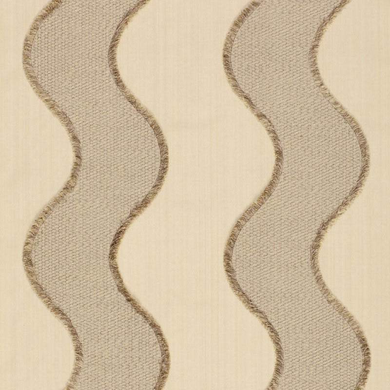 Wavelength Sandstone 63700 by Schumacher Fabric MODERN GLAMOUR VISCOSE 64% COTTON 36% ITALY MARTINDALE 3,000 </p><p>Repeat: Horizontal: 9" (23CM) and Vertical: 54.5 - Fabric Carolina -