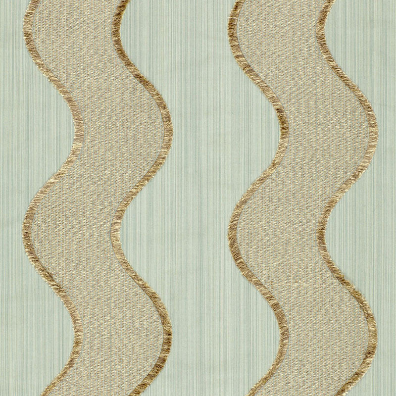 Wavelength Aqua 63702 by Schumacher Designer Fabric MODERN GLAMOUR VISCOSE 64% COTTON 36% ITALY MARTINDALE 3,000 </p><p>Repeat: Horizontal: 9" (23CM) and Vertical: 54.5 - Swanky Fabrics -