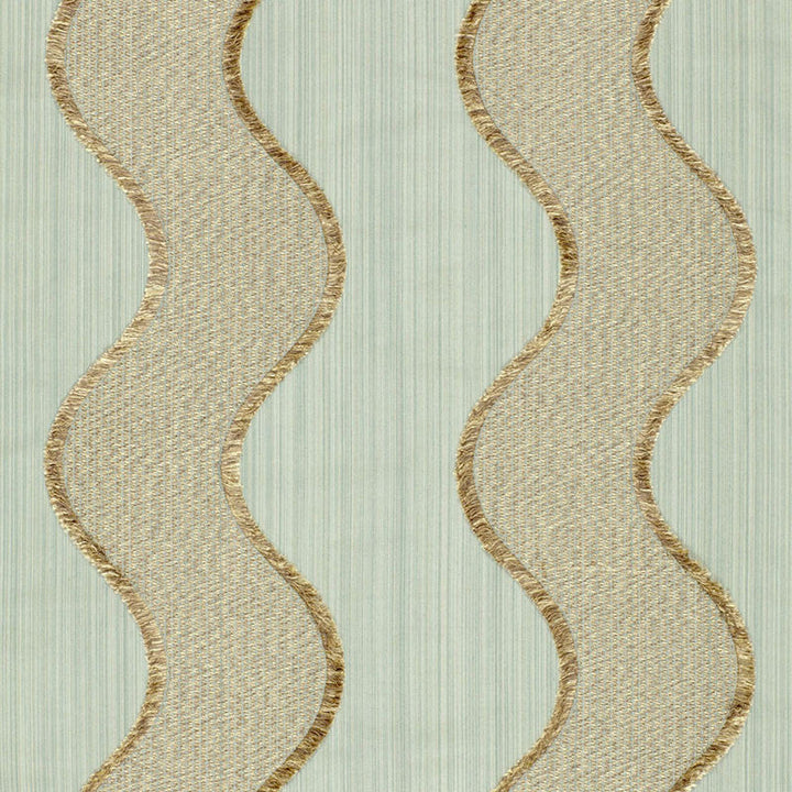 Wavelength Aqua 63702 by Schumacher Designer Fabric MODERN GLAMOUR VISCOSE 64% COTTON 36% ITALY MARTINDALE 3,000 </p><p>Repeat: Horizontal: 9" (23CM) and Vertical: 54.5 - Swanky Fabrics -