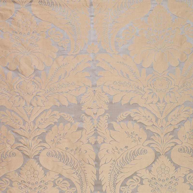 Bennet Silk Damask Mineral 63731 by Schumacher Fabric Schumacher Fabric Bennet Silk Damask Mineral 63731Fabric DUPIONI SILK 65% INDIA </p><p>Repeat: H: HORZ. 27" (69CM) , V: VERT. 31 1/4" (79CM) 54 - Fabric Carolina -