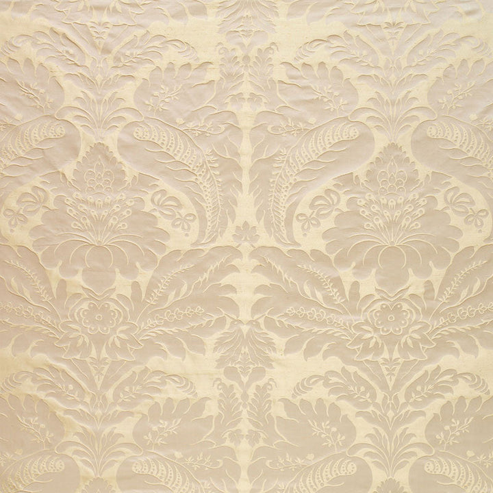 Bennet Silk Damask Platinum 63734 by Schumacher Fabric Schumacher Fabric Bennet Silk Damask Platinum 63734Fabric DUPIONI SILK 65% INDIA </p><p>Repeat: H: HORZ. 27" (69CM) , V: VERT. 31 1/4" (79CM) 54 - Fabric Carolina -