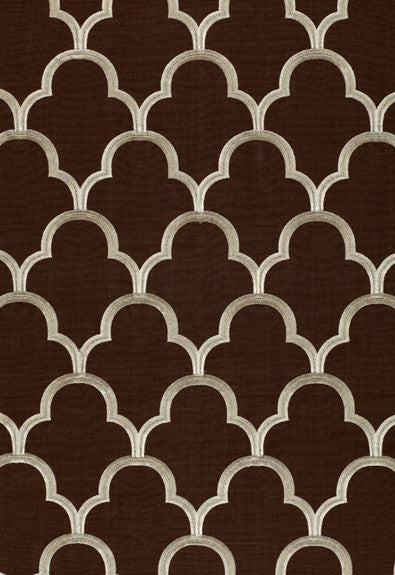 Scallop Embroidery Espresso 64322 by Schumacher Fabric COLLECTION-NAME-TBA-64320 75% Cotton, 25% Viscose Martindale 5,600 Horizontal: 5.5 and Vertical: 7.5 49.875 - Fabric Carolina -