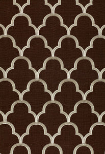 Scallop Embroidery Espresso 64322 by Schumacher Fabric