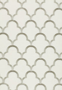 Scallop Embroidery Platinum 64323 by Schumacher Fabric