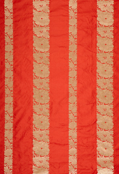 Mandarin Silk Stripe Coral 64431 by Schumacher Fabric Chroma 100% Silk Martindale 3,000 Horizontal: 13.375 and Vertical: 5.375 54 - Fabric Carolina -