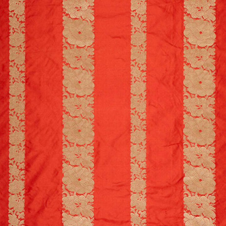 Mandarin Silk Stripe Coral 64431 by Schumacher Fabric CHROMA SP14 See Sample INDIA LIGHT DUTY </p><p>Repeat: Horizontal: 13 3/8" (34CM) and Vertical: 5 3/8" (14CM) 54" WIDE (137CM) - Fabric Carolina -