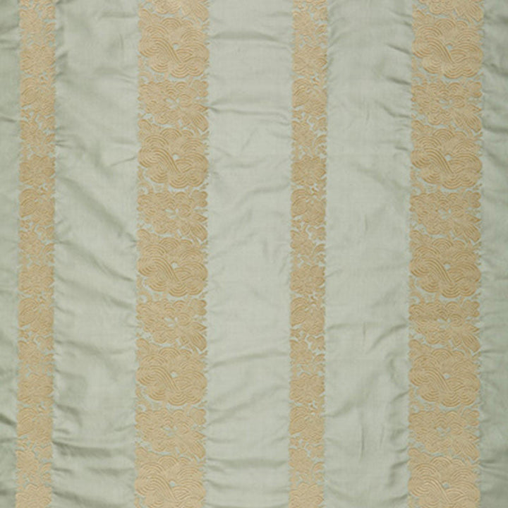 Mandarin Silk Stripe Ocean Mist 64432 by Schumacher Designer Fabric PERENNIAL FAVORITES SILK 100% INDIA MARTINDALE 3,000 </p><p>Repeat: Horizontal: 13 3/8" (34CM) and Vertical: 5 3/8" (14CM) 54 - Swanky Fabrics -