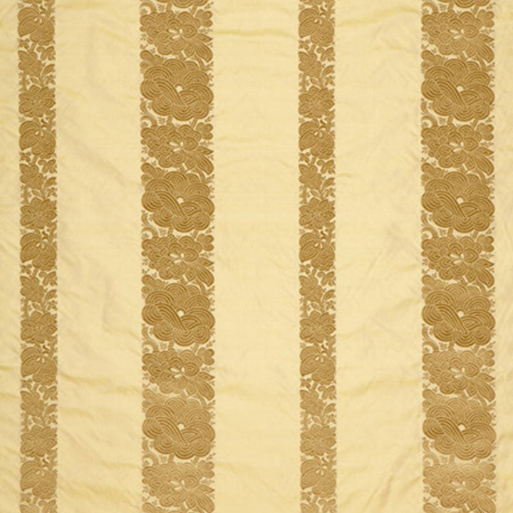 Mandarin Silk Stripe Gold Dust 64434 by Schumacher Designer Fabric PERENNIAL FAVORITES SILK 100% INDIA MARTINDALE 3,000 </p><p>Repeat: Horizontal: 13 3/8" (34CM) and Vertical: 5 3/8" (14CM) 54 - Swanky Fabrics -