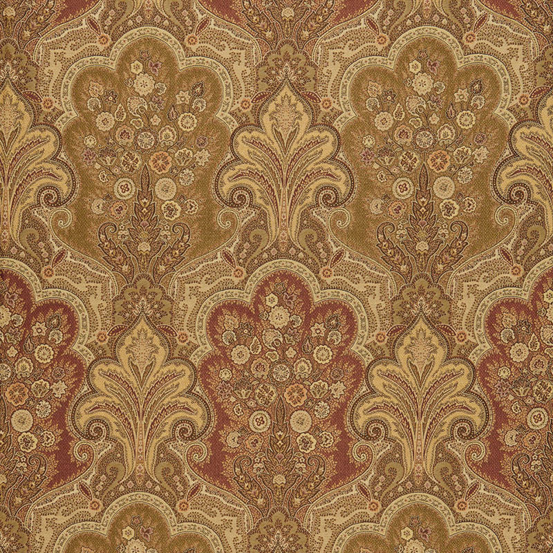 New Castle Paisley Tuscan 64591 by Schumacher Designer Fabric CHROMA SP14 COTTON 56% VISCOSE 44% ITALY WYZENBEEK 30,000 </p><p>Repeat: Horizontal: 13 1/2" (34CM) and Vertical: 22 1/2" (57CM) 53 - Swanky Fabrics -
