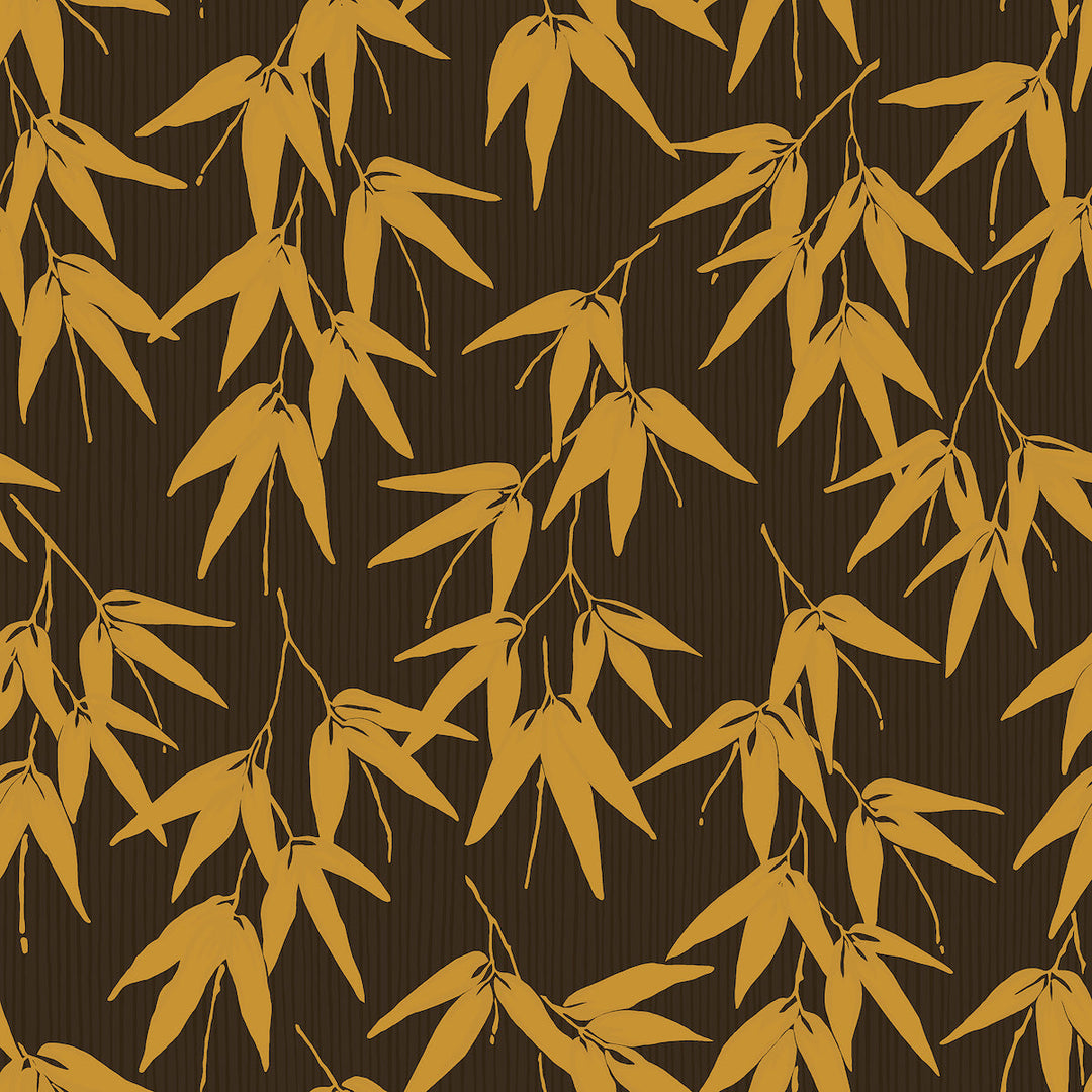 Bamboo Garden - Brown And Gold by Schumacher Wallcovering