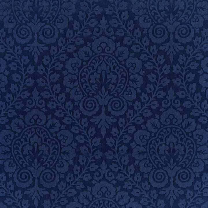 Amalfi Damask Navy 64694 by Schumacher Fabric COTE D'AZUR See Sample ITALY MEDIUM DUTY </p><p>Repeat: Horizontal: 12 1/2" (32CM) and Vertical: 13 3/8" (34CM) 50 2/8" WIDE (128CM) - Fabric Carolina -