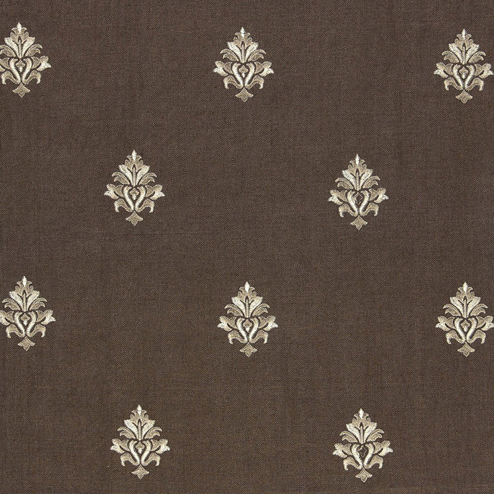 Lorenzo Embroidery Coffee Bean 64722 by Schumacher Designer Fabric CHROMA LINEN 93% VISCOSE RAYON 7% INDIA WYZENBEEK 4,000 </p><p>Repeat: Horizontal: 5 1/8" (13CM) and Vertical: 11 1/2" (29CM) 51.375 - Swanky Fabrics -