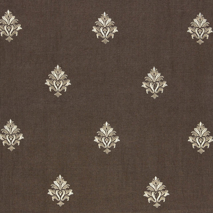 Lorenzo Embroidery Coffee Bean 64722 by Schumacher Fabric CHROMA See Sample INDIA LIGHT DUTY </p><p>Repeat: Horizontal: 5 1/8" (13CM) and Vertical: 11 1/2" (29CM) 51 3/8" WIDE (130CM) - Fabric Carolina -