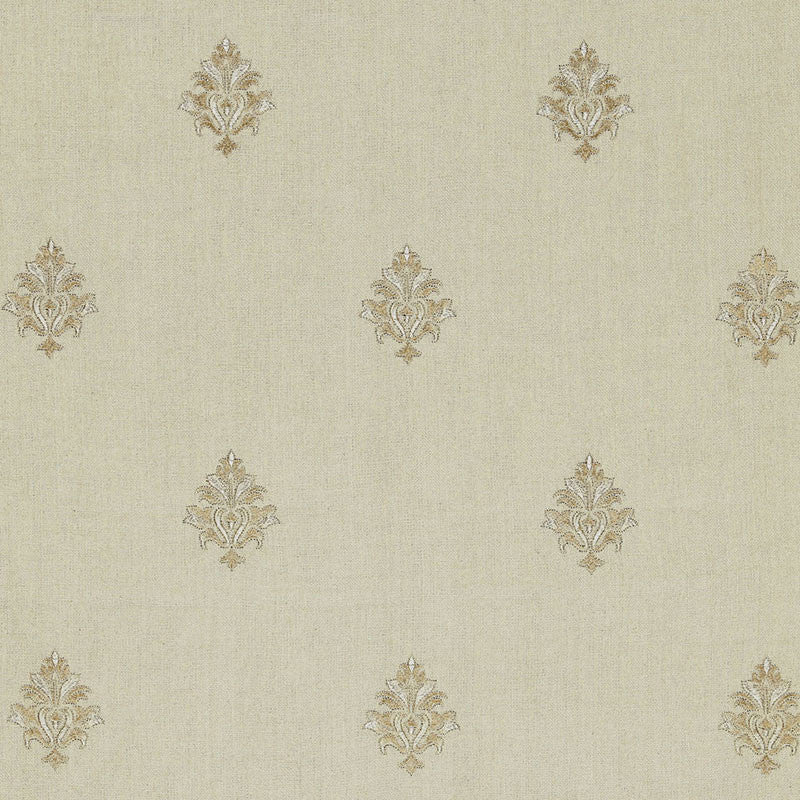 Lorenzo Embroidery Natural 64723 by Schumacher Fabric CHROMA See Sample INDIA LIGHT DUTY </p><p>Repeat: Horizontal: 5 1/8" (13CM) and Vertical: 11 1/2" (29CM) 51 3/8" WIDE (130CM) - Fabric Carolina -