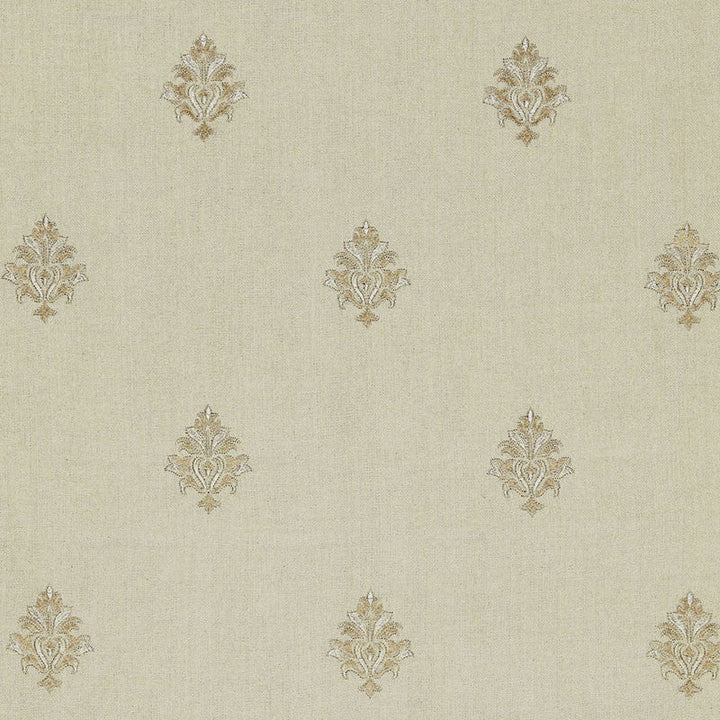 Lorenzo Embroidery Natural 64723 by Schumacher Designer Fabric CHROMA LINEN 93% VISCOSE RAYON 7% INDIA WYZENBEEK 4,000 </p><p>Repeat: Horizontal: 5 1/8" (13CM) and Vertical: 11 1/2" (29CM) 51.375 - Swanky Fabrics -