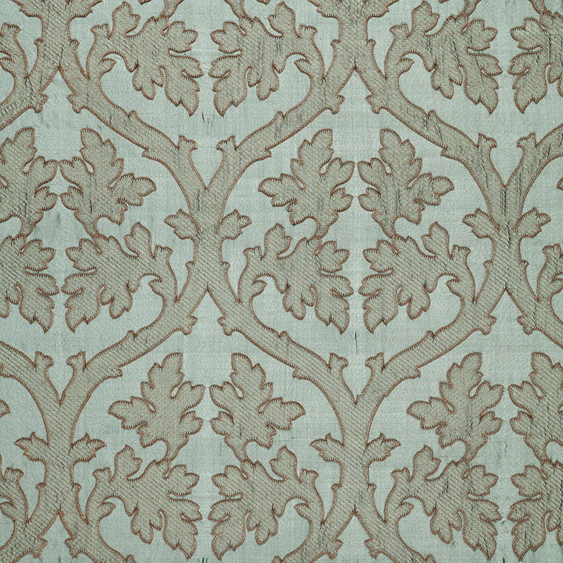 Ravenna Embroidery Mineral 64740 by Schumacher Fabric CHROMA SILK 100% INDIA MARTINDALE 4,000 </p><p>Repeat: Horizontal: 10" (25CM) and Vertical: 15" (38CM) 50.375 - Fabric Carolina -