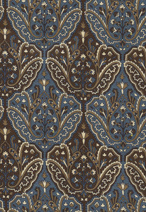 Maharajah Crewel Embroidery Indigo 64812 by Schumacher Fabric