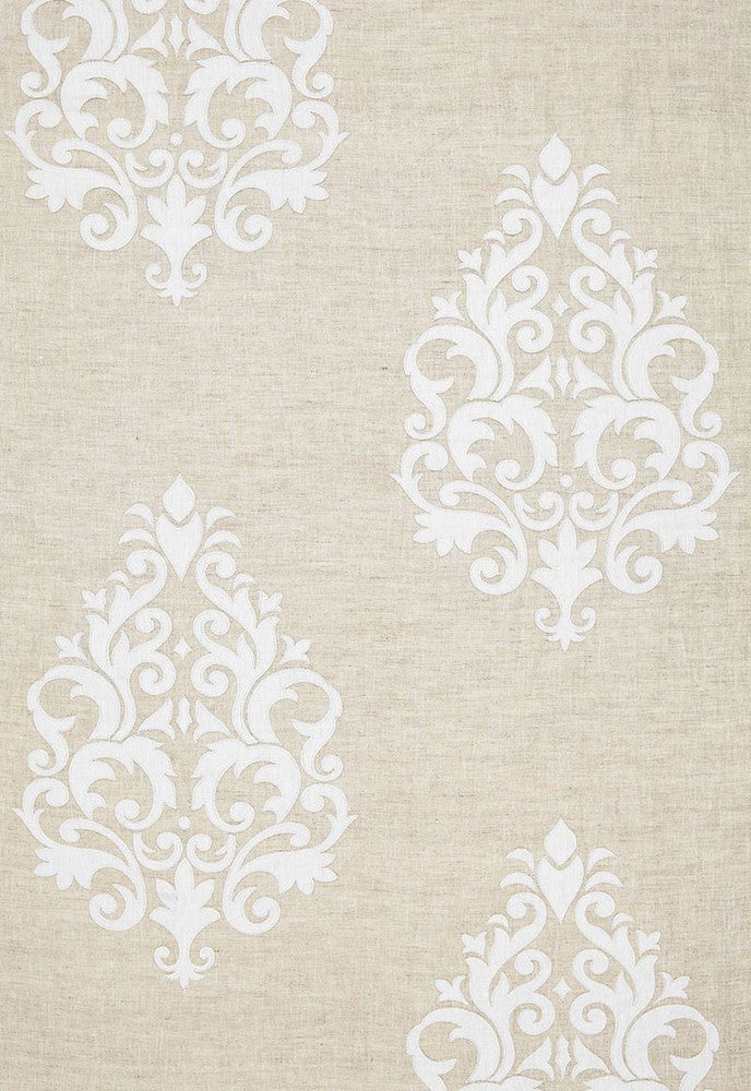 Belfort Linen Applique Linen 65100 by Schumacher Designer Fabric Au-Naturel 100% Linen Wyzenbeek 3,000 Horizontal: 12.5 and Vertical: 22.5 52 - Swanky Fabrics -