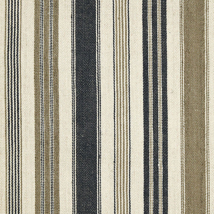 Montauban Stripe Noir / Tobacco 65172 by Schumacher Designer Fabric AU NATUREL See Sample INDIA . </p><p>Repeat: Horizontal: 17 1/2" (44CM) and Vertical: - 53 3/8" WIDE (135CM) - Swanky Fabrics -