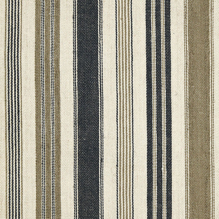 Montauban Stripe Noir / Tobacco 65172 by Schumacher Fabric AU NATUREL See Sample INDIA . </p><p>Repeat: Horizontal: 17 1/2" (44CM) and Vertical: - 53 3/8" WIDE (135CM) - Fabric Carolina -