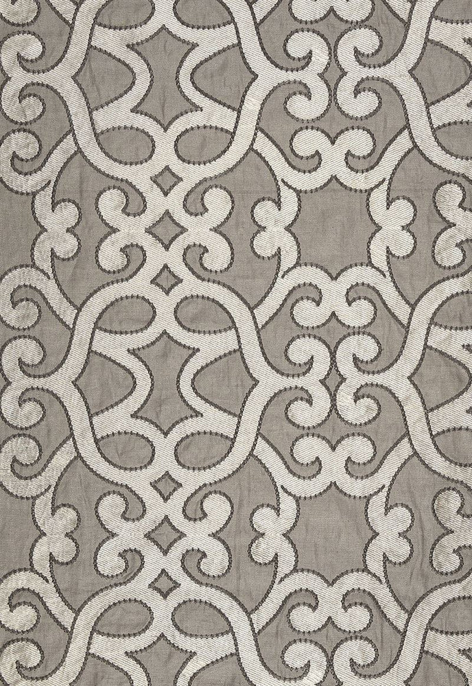 Amboise Linen Embroidery Zinc 65180 by Schumacher Fabric Au-Naturel 61% Linen, 39% Viscose - Horizontal: 16.75 and Vertical: 15 50 - Fabric Carolina -