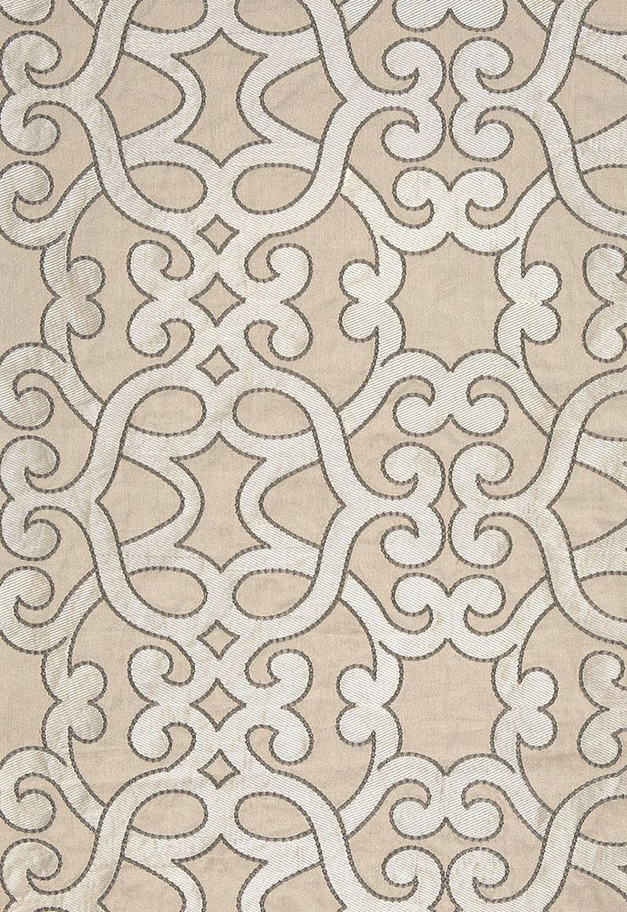 Amboise Linen Embroidery Greige 65181 by Schumacher Fabric Au-Naturel 61% Linen, 39% Viscose - Horizontal: 16.75 and Vertical: 15 50 - Fabric Carolina -