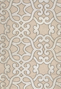 Amboise Linen Embroidery Greige 65181 by Schumacher Fabric