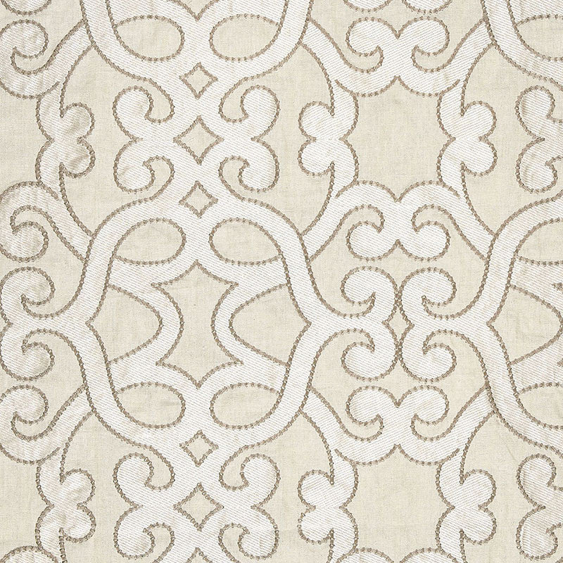Amboise Linen Embroidery Oyster 65182 by Schumacher Fabric AU NATUREL See Sample INDIA . </p><p>Repeat: Horizontal: 16 3/4" (43CM) and Vertical: 15" (38CM) 50" WIDE (127CM) - Fabric Carolina -