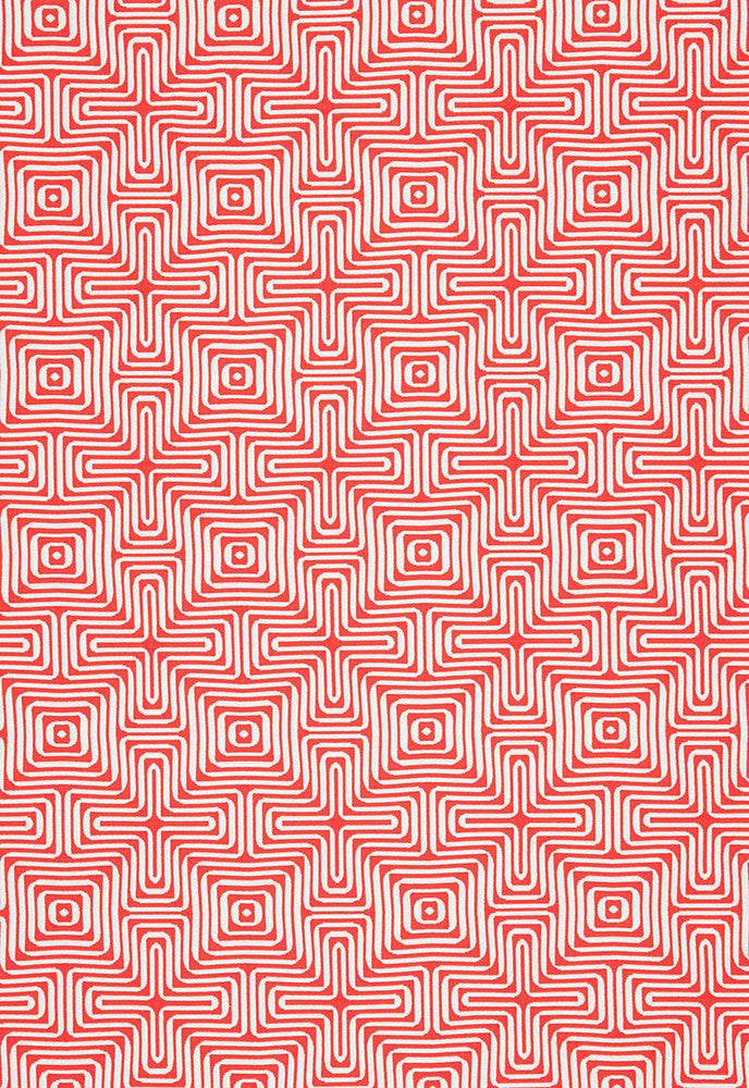Amazing Maze Coral 65324 by Schumacher Designer Fabric Trina-Turk 100% Sunbrella Wyzenbeek 12,000 Horizontal: 6.375 and Vertical: 6.375 51 - Swanky Fabrics -