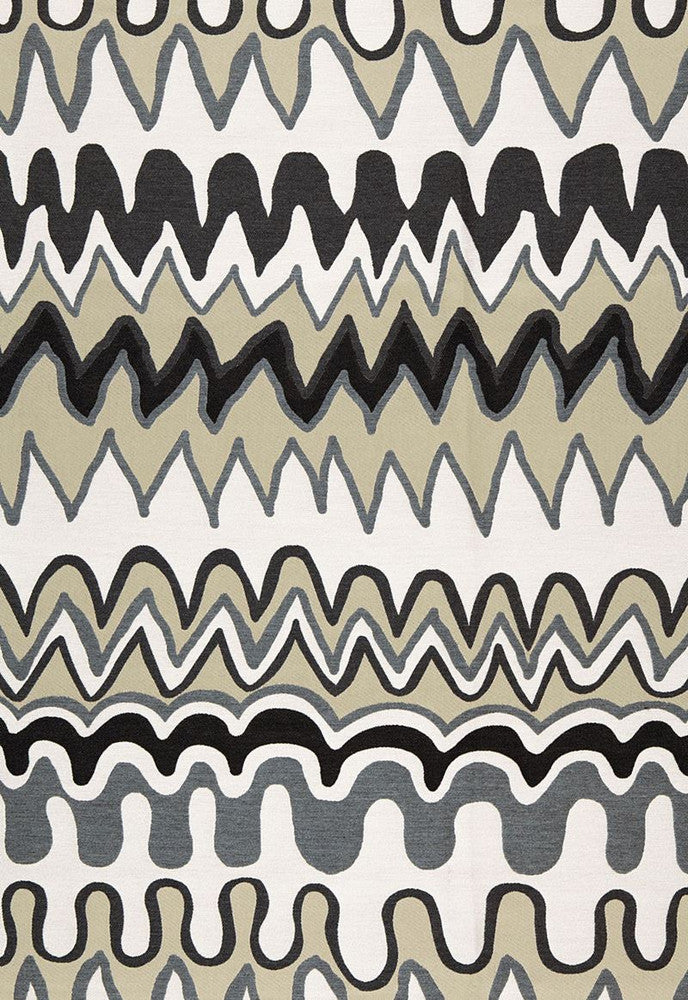 Zig Zag Weave Black Sea 65331 by Schumacher Fabric Trina-Turk 100% Sunbrella Wyzenbeek 12,000 Horizontal: 28.75 and Vertical: 36.75 55 - Fabric Carolina -