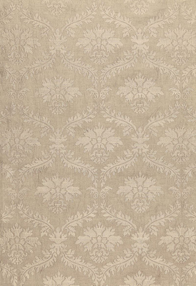 Valbonne Linen Embroidery Greige 65340 by Schumacher Fabric Au-Naturel 88% Linen, 12% Viscose - Horizontal: 10 and Vertical: 12.375 51.5 - Fabric Carolina -