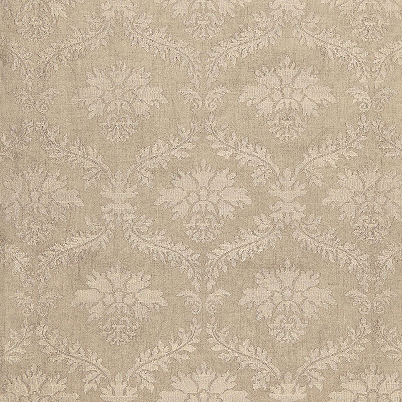 Valbonne Linen Embroidery Greige 65340 by Schumacher Designer Fabric AU NATUREL LINEN 88% VISCOSE 12% INDIA </p><p>Repeat: Horizontal: 10" (25CM) and Vertical: 12 3/8" (31CM) 51.5 - Swanky Fabrics -