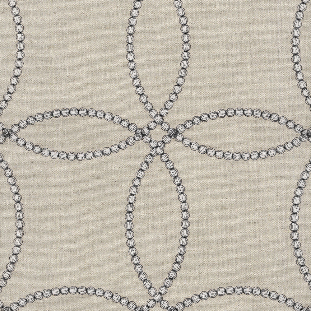 String Along Emb Gunmetal 653890 by Waverly Fabric - 45%Polyester 32%Cotton 12%Linen 6%Rayon 5%Metallic INDIA 51000 Horizontal: 6 and Vertical: 6 56''base 54''emb - Fabric Carolina -