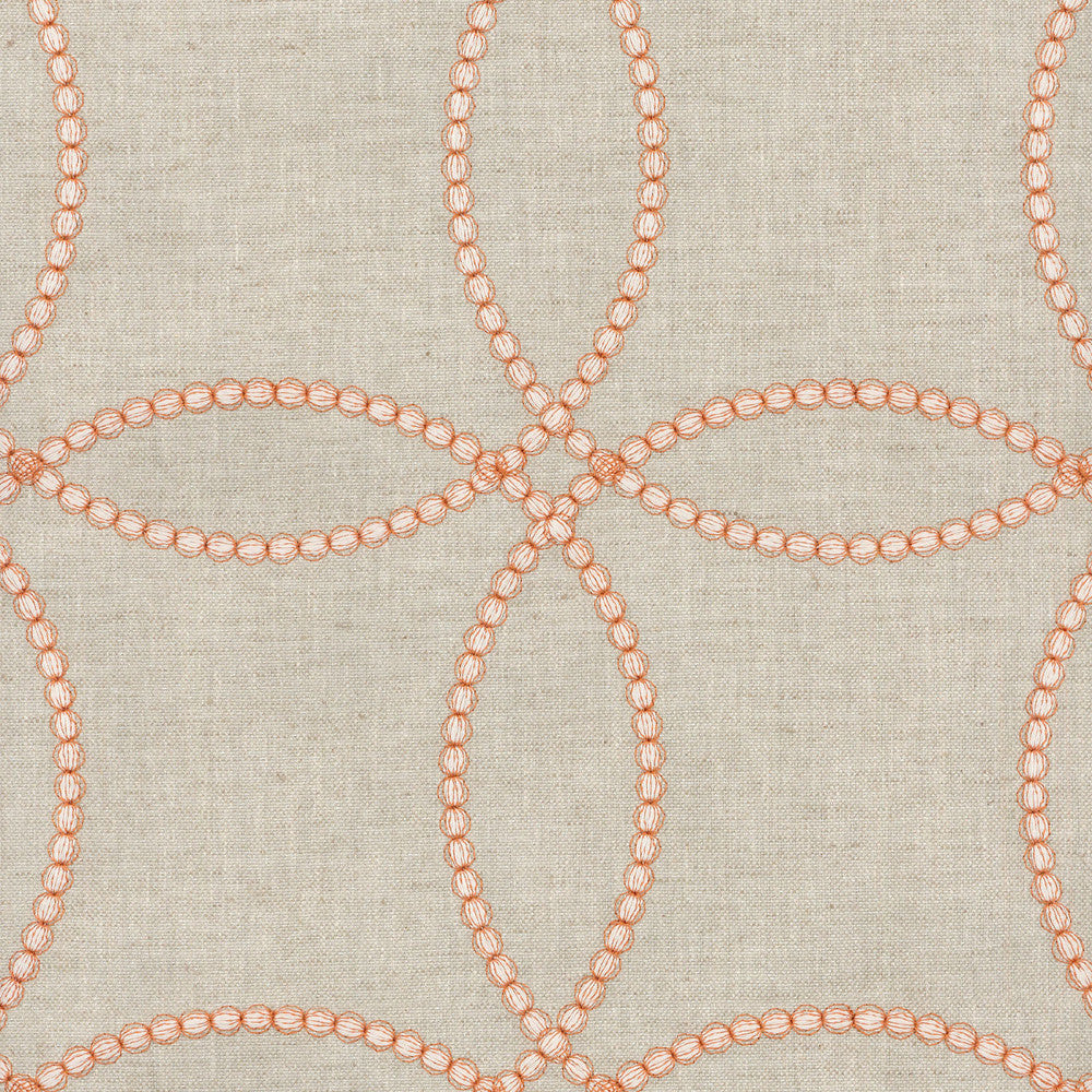 String Along Emb Copper 653891 by Waverly Fabric - 45%Polyester 32%Cotton 12%Linen 6%Rayon 5%Metallic INDIA 51000 Horizontal: 6 and Vertical: 6 56''base 54''emb - Fabric Carolina -