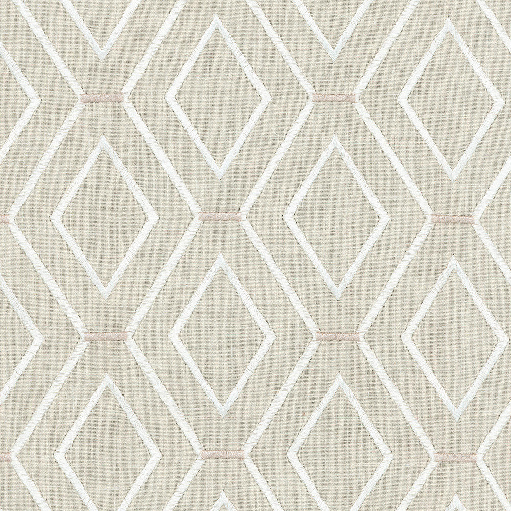 Diamond Duo Emb Parchment 653992 by Waverly Fabric - 70%Poly 30%Cotton base, 100% Poly embroidery India 33000 Horizontal: 4.38 and Vertical: 4.5 58'' Base 54'' Emb - Fabric Carolina -