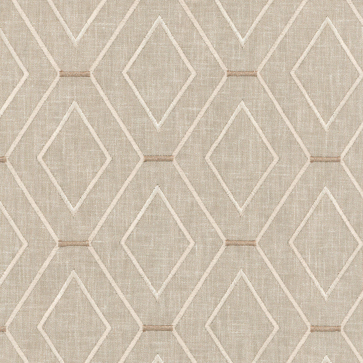 Diamond Duo Emb Linen 653993 by Waverly Fabric - 70%Poly 30%Cotton base, 100% Poly embroidery India 33000 Horizontal: 4.38 and Vertical: 4.5 58'' Base 54'' Emb - Fabric Carolina -