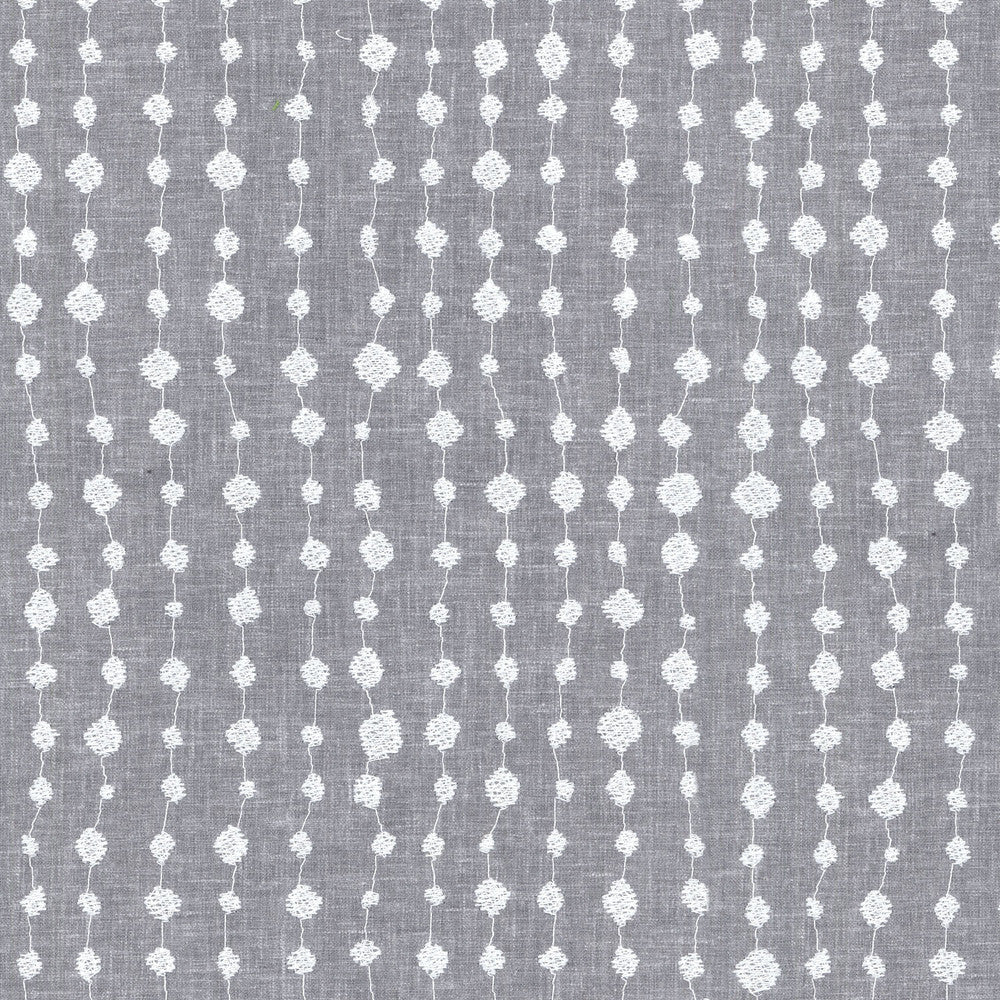 Droplet Emb Pewter 654272 by Waverly Fabric - Base: 52%Poly 48%Cotton Emb:100%Cotton India 12000 Horizontal: 12.75 and Vertical: 12.5 54" base 51" embroidery - Fabric Carolina -