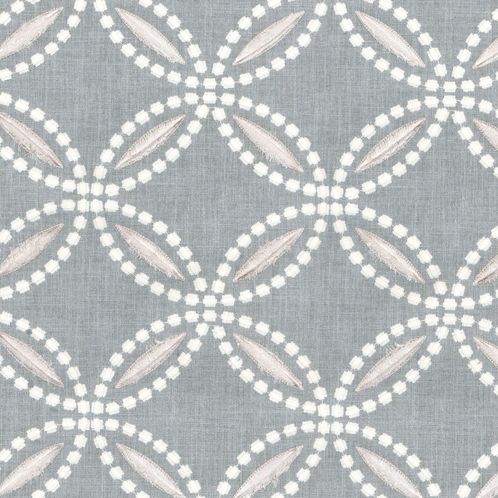 Circle Back Emb Sterling 654290 by Waverly Fabric - Base: 52%Poy 48%Cotton Emb:52%Rayon 48%Cotton India 51000 Horizontal: 6.75 and Vertical: 6.25 55" Base 53" Emb - Fabric Carolina -