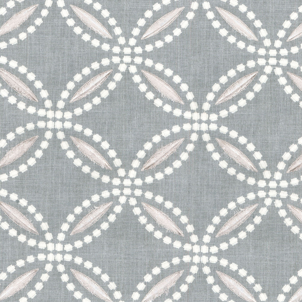 Circle Back Emb Sterling 654290 by Waverly Fabric - Base: 52%Poy 48%Cotton Emb:52%Rayon 48%Cotton India 51000 Horizontal: 6.75 and Vertical: 6.25 55" Base 53" Emb - Fabric Carolina -