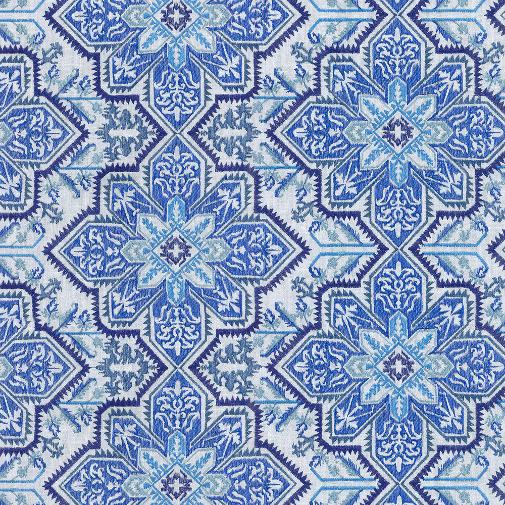 Crystalline Emb Lapis 654412 by Waverly Fabric - Base:73%Polyester 27%Cotton Embroid:100%Rayon INDIA 51000 Horizontal: 18 and Vertical: 9.25 58 - Fabric Carolina -