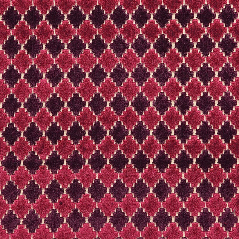 Marrakesh Velvet Black Cherry 65640 by Schumacher Fabric CHROMA VISCOSE 83% COTTON 17% ITALY MARTINDALE 20,000 </p><p>Repeat: Horizontal: 1" (3CM) and Vertical: 1 1/2" (4CM) 55 - Fabric Carolina -