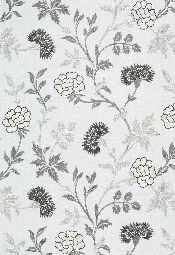 Sheridan Linen Embroidery Grisaille 65663 by Schumacher Fabric Chroma 66% Linen, 34% Viscose Martindale 8,000 Horizontal: 25 and Vertical: 25 50.25 - Fabric Carolina -