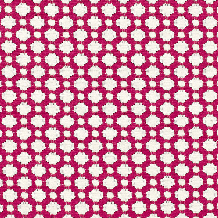 Betwixt Magenta/Natural 65685 by Schumacher Designer Fabric ESSENTIALS: SMALL-SCALE UPHOLSTERY I COTTON 100% INDIA MARTINDALE 20,000 </p><p>Repeat: Horizontal: 1 5/8" (4CM) and Vertical: 1 3/8" (3CM) 54 - Swanky Fabrics -