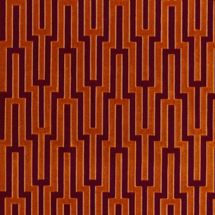 Metropolitan Velvet Blood Orange 65701 by Schumacher Fabric CHROMA See Sample BELGIUM HEAVY DUTY </p><p>Repeat: Horizontal: 3 1/2" (9CM) and Vertical: 6 5/8" (17CM) 55" WIDE (140CM) - Fabric Carolina -
