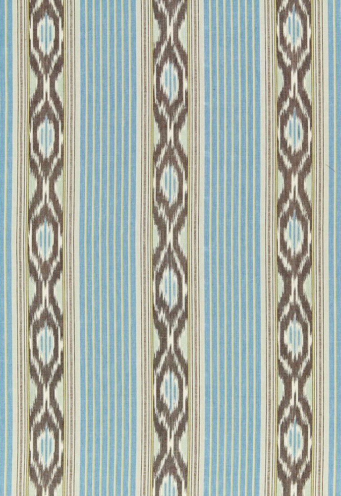 Madagascar Ikat Stripe Oasis 65720 by Schumacher Fabric Chroma 54% Linen, 46% Cotton Martindale 8,000 Horizontal: 9 and Vertical: 4.5 54 - Fabric Carolina -