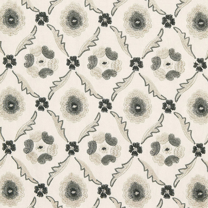 Claremont Embroidery Grisaille 65743 by Schumacher Fabric CHROMA See Sample INDIA . </p><p>Repeat: Horizontal: 4 3/4" (12CM) and Vertical: 6 1/4" (16CM) 51 2/8" WIDE (130CM) - Fabric Carolina -
