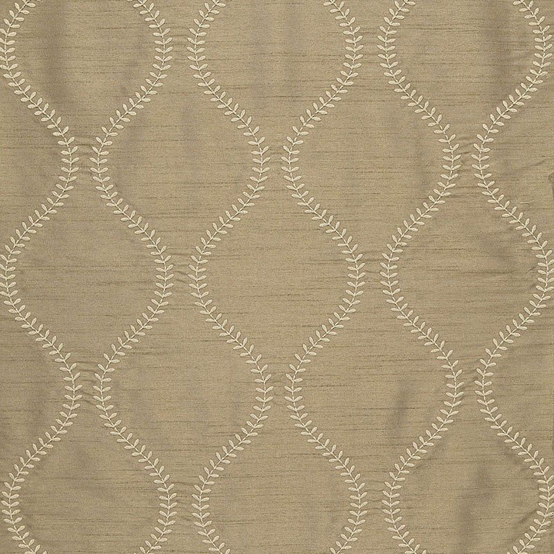 Agadir Embroidery Chanterelle 65750 by Schumacher Designer Fabric CHROMA POLYESTER 100% INDIA WYZENBEEK 12,000 </p><p>Repeat: Horizontal: 3 1/4" (8CM) and Vertical: 7 1/2" (19CM) 50.5 - Swanky Fabrics -
