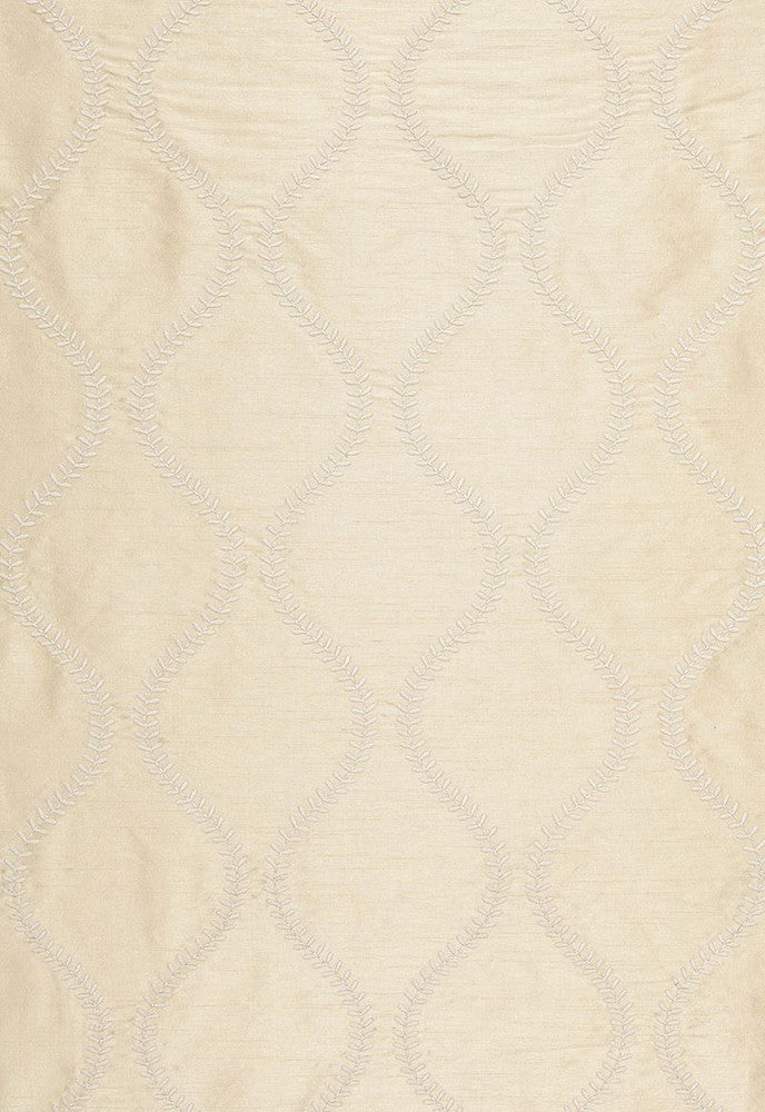 Agadir Embroidery Champagne 65752 by Schumacher Designer Fabric Chroma 100% Polyester Wyzenbeek 12,000 Horizontal: 3.25 and Vertical: 7.5 50.5 - Swanky Fabrics -